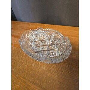 Vintage Antique Cut Pressed Glass Dish, EAPG